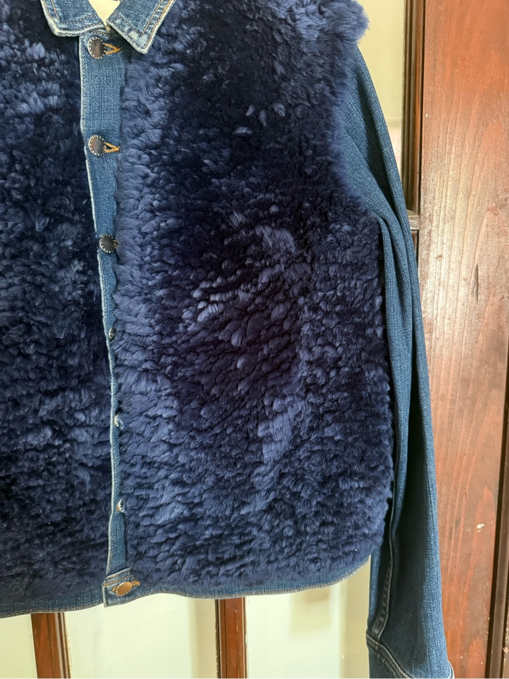 L'AGENCE Denim Jacket with Navy Shearling Front + Back 🙌🏻